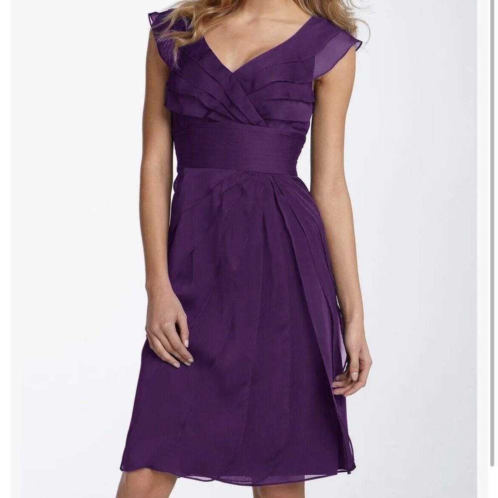 Adrianna Papell Purple Pleated Dress